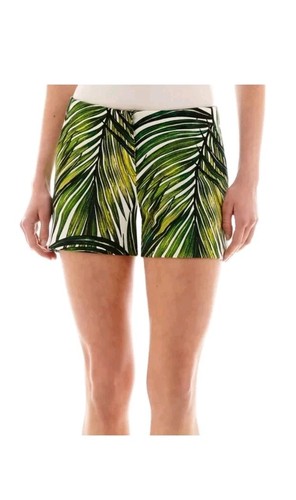 Worthington Damen Green Paradise Palmenmuster Stretch elegante Shorts Größe XL - Bild 10 von 10