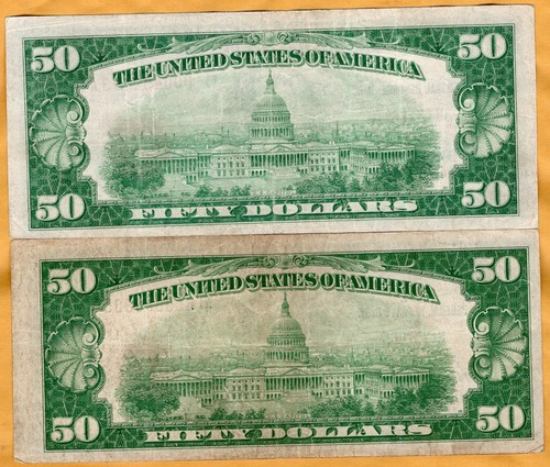 Higher grade $50 Series 1929 Federal Reserve Bank Notes from NY and Cleveland - Picture 2 of 2