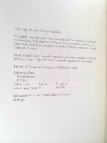 Sozialkunde von Fran Lebowitz - Bild 3 von 3