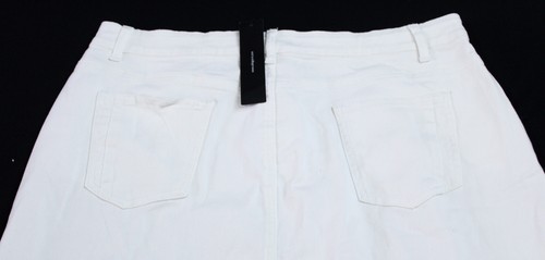 Allegra K Women's High Waist Back Slit Stretch Denim Midi Skirt CD4 White XL  - Picture 4 of 7