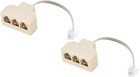 MECCANIXITY Phone Jack Splitter 6P4C Male to 3 Female Way Socket Beige 