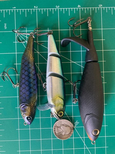 SET 3 KÖDER MEGABASS JACKALL MIKEY JR. CRANKBAITS RIVER-2-SEA PLOPPER TOPWATER - Bild 9 von 10