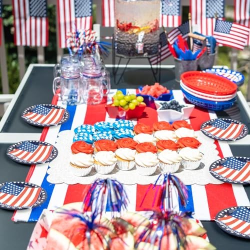40PCS American Flag Paper Plates and Napkins Party Supplies, Disposable - Picture 7 of 8