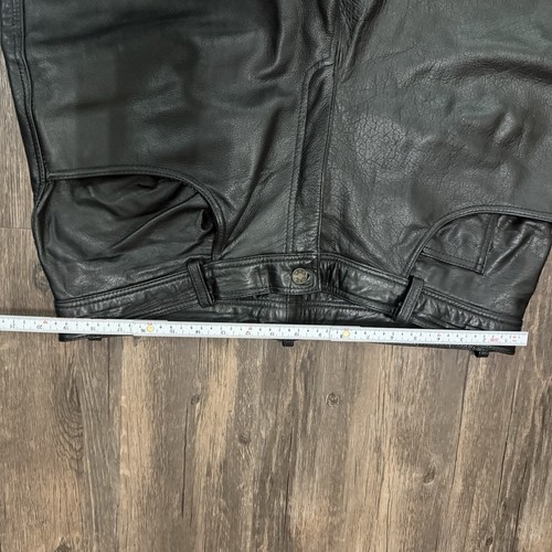Pantalones de cuero genuino XElement para hombre 38x33 negros motociclista peso pesado - Imagen 3 de 10