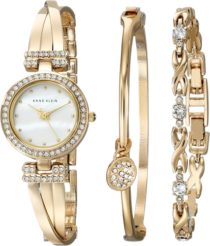 Women's Premium Crystal Accented Bangle Watch Bracelet Set, Gold-tone 24mm case - Picture 8 of 12