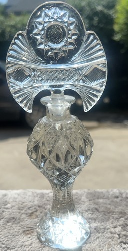 ANTIKER TSCHECHOSLOWAKISCHER ART DECO GLAS PARFÜMFLAKON Starburst Sonnenblume selten - Bild 22 von 23
