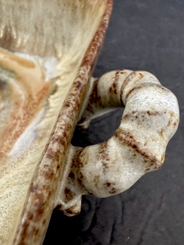 Vintage Signed Studio Pottery Stoneware Dish Textured Handles Drip Glaze - Picture 13 of 24