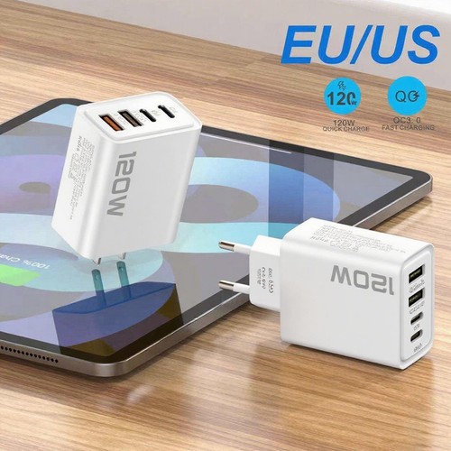 Bloc Chargeur Mural Rapide 120W 4 Ports USB C pour Tous Téléphone Portable iPad Lot - Photo 9 sur 14