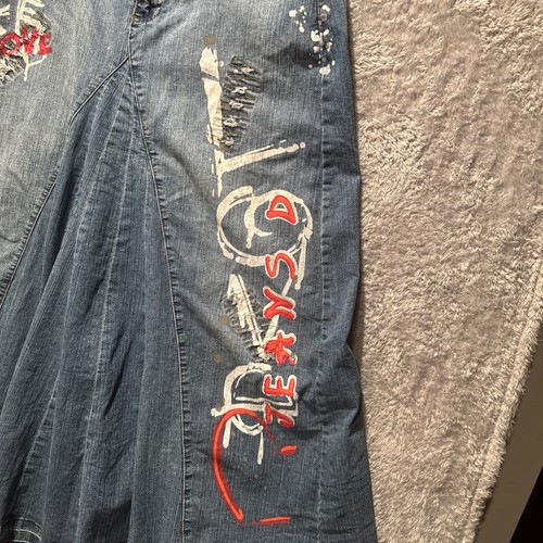 Drama Jeans donna denim maxi gonna anni 90 leggermente elasticizzata taglie forti 18 graffiti - Foto 5 di 9