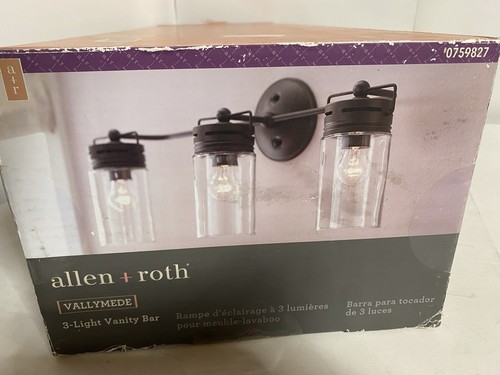 allen + roth Vallymede 24-in 3-Light Antique Bronze Led, Farmhouse Vanity Light - Picture 13 of 14