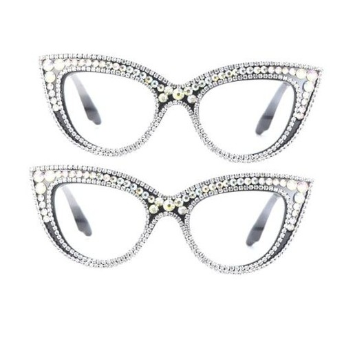 Ladies Reading Glasses Cat Eye Stylish Computer Blue Light Blocking Rhinestone