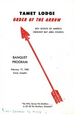 OA - Lodge 225 Tamet - 1962 Banquet Program