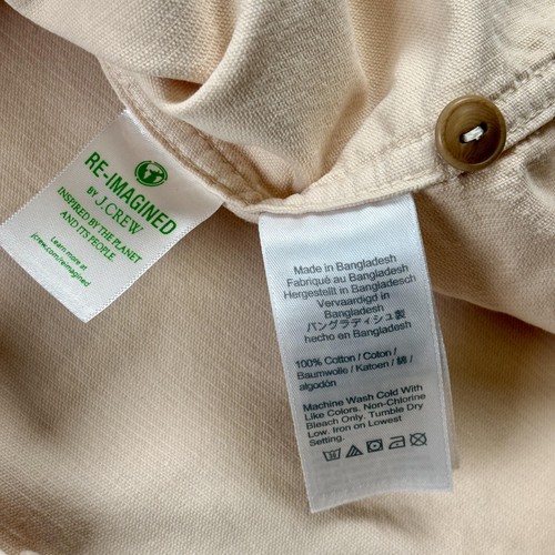 J Crew Shirt Mens Medium Slim Fit Beige Corduroy Work Button Up Pinwale Cotton - Picture 8 of 11