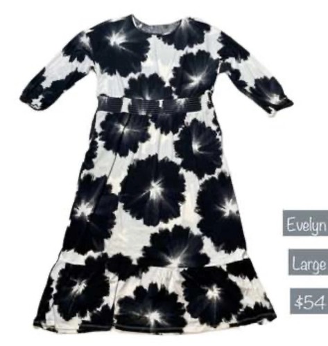 LulaRoe Evelyn groß schwarz weiß geblümt. - Bild 3 von 4