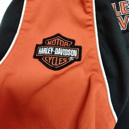 Mens L Harley Davidson Motorcycles Black & Orange Short Sleeve Button Up Shirt - Picture 12 of 13