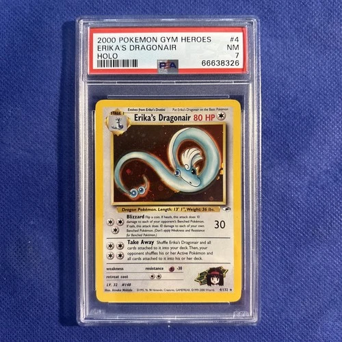 Erika's Dragonair Holo Pokemon Gym Heroes 4/132 PSA 7