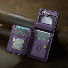 For Samsung Galaxy Z Flip7 6 5 4 3 RFID Leather Wallet Phone Case with Card Slot