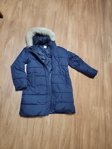 GAP Daunen Federn Winter Mantel Jacke Fell Kapuze dunkelblau Damen M - Bild 1 von 15