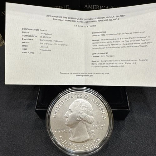 2019 America The Beautiful 5 Oz Silver Uncirculated American Memorial Park