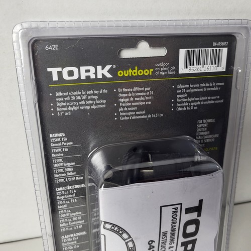Temporizador enchufable para iluminación exterior TORK 642E, 2 tomas de corriente, conectado a tierra/exterior nuevo - Imagen 5 de 5
