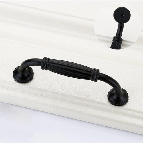 Black Thicken Handle Bar Solid Desk Drawer Wardrobe Cabinets Aluminum Door Pulls - Picture 4 of 10