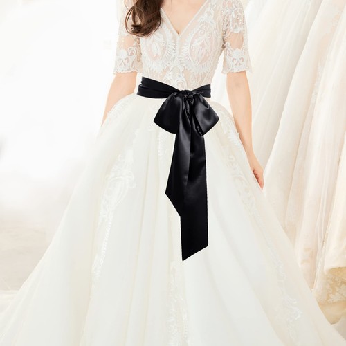 Hochzeit Satin Schärpe Gürtel für besondere Anlässe Kleid Braut Schärpe 4" breit doppelt... - Bild 3 von 9