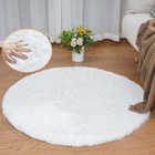 White Faux Rabbit Washable Fur Area Rugs Circle for 3 FT Round, 