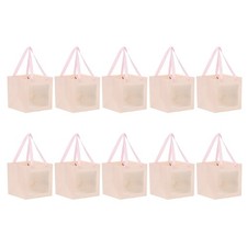 10 Pcs 7.87 Inch Square Gift Bags Medium with Handles Birthday Pink