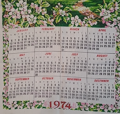 Calendar Tea Towel ** Vintage 1974 ** Blessing/Prayer *Unused - Bild 3 von 4