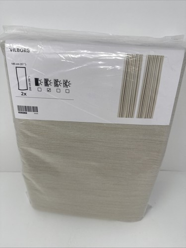 Ikea VILBORG Curtains 2 Panels (1 pair) Room Darkening 57" x 98" Beige - NEW