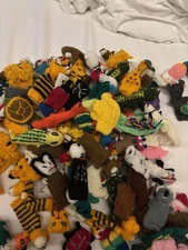 Lot of 100 Hand Knit Finger Puppets Mixed Animals Characters Classroom Party