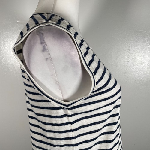 J.CREW Shirt Top Damen Gr. XS weiß blau gestreift ärmellos Rundhals fallender Saum - Bild 13 von 15