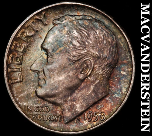 1958 Silver Roosevelt Dime - Choice Gem Brilliant Unc  Color  No Reserve  #G9413