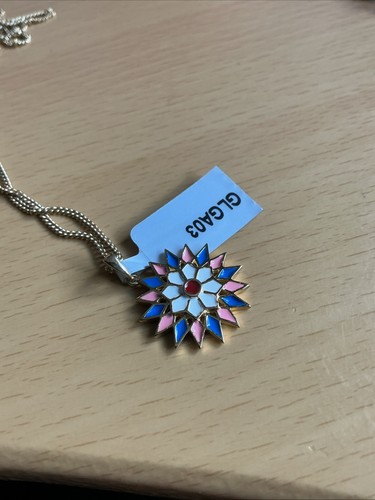 925 Silber / Gold Overlay Inlay Sonne / Blume Anhänger & Kette / Gemporia / Neu mit Etikett - Bild 6 von 7