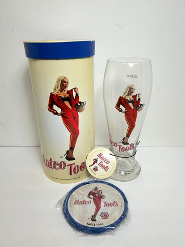 Matco Tools 22 oz. Beer Glass Pilsner & Coaster Set Lot of 6 - Picture 10 of 13