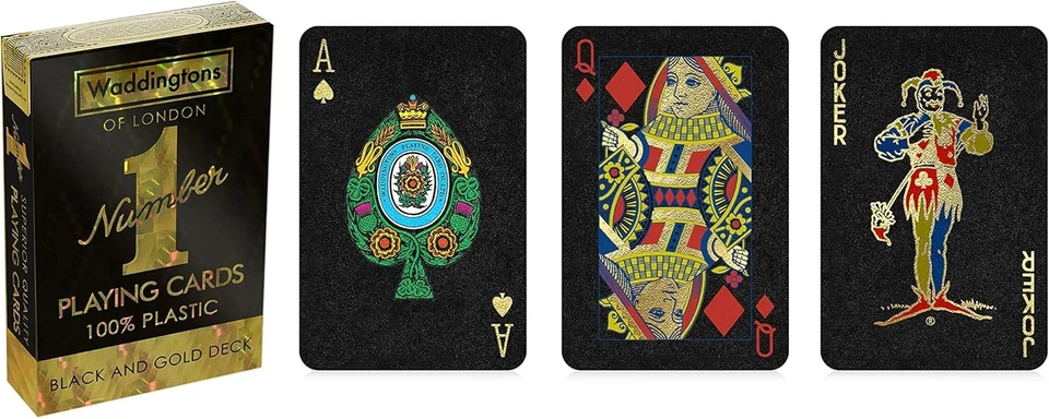 Waddingtons Number 1 Black and Gold Playing Cards Game, sleek gold foil design d - Image 4 of 4
