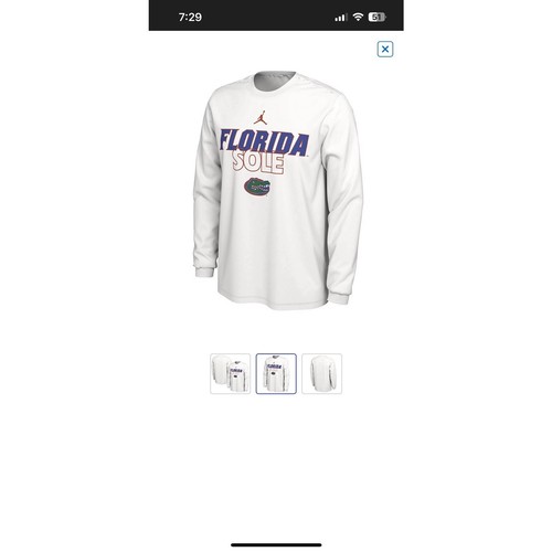 Camisa Air Jordan Florida Gators Para Hombre M Blanca LS Dri-Fit Jumpman Manga Larga - Imagen 2 de 6