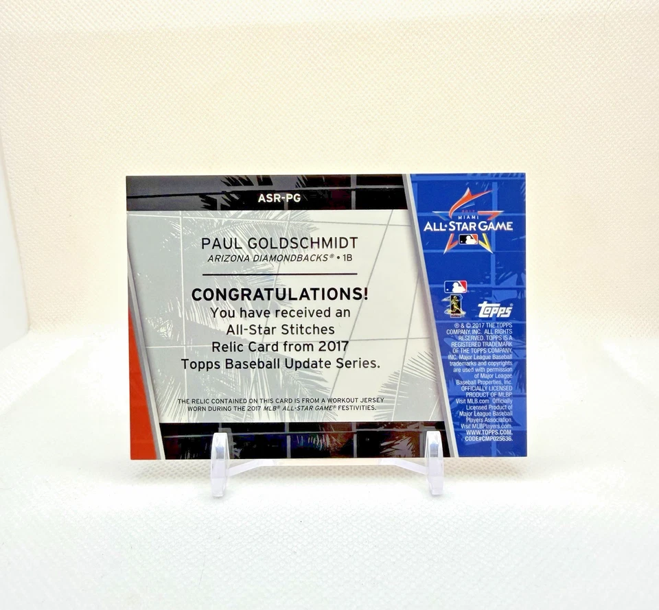 (# /50) PAUL GOLDSCHMIDT GOLD ALL STAR GAME JERSEY - 2017 Topps Update #ASR-PG - Image 2 of 2