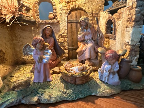 Vintage Fontanini Depose Krippe Set 5 Zoll 20 Teile beleuchtete Krippe Italien - Bild 6 von 12