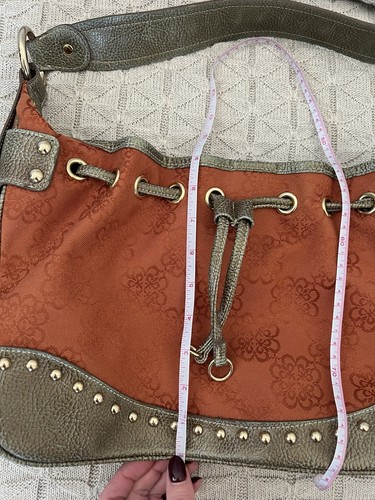 Kathy Van Zeeland Bolso de Mano Hobo Cartera de Hombro Naranja Lona Y2K Moda - Imagen 14 de 15