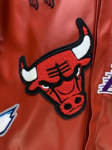 Jeff Hamilton NBA Collage Vegan Leather Jacket - Red Men’s Size XL - Picture 9 of 20