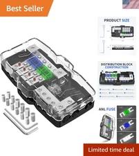 Fused Power Distribution Block with Multiple Fuses - Ideal for Auto and Marine