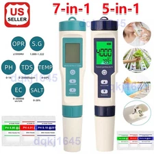 7 in 1 Digital LCD PH/TDS/EC/ORP/TEMP/SG/Salinity Water Quality Tester Meter Pen