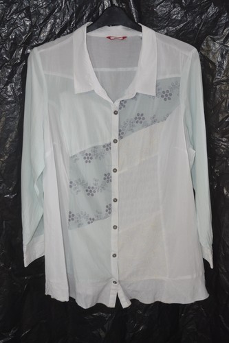 Camicia donna Joe Browns bianca verde panna dettaglio pizzo manica lunga taglia UK 24