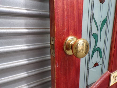 Solid Timber 4 Panel Door with Stained Glass 770mm wide x 2040mm high, 9v - Picture 5 of 7