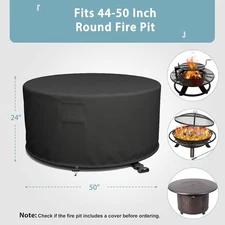 50Dia x 24H Fire Pit Cover,Fits Wood Burning/Fire Pit Grill Waterproof Windproof
