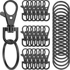 100PCS Premium Swivel Snap Hooks with Key Rings,Metal Lanyard Keychain Hooks Lob