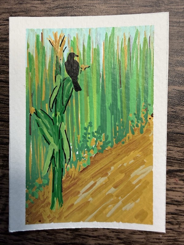 ACEO Original, Crow, crow collection 4 of 4, cozy fall Painting, Free Shipping