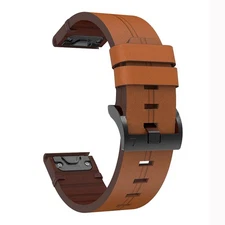 26mm Brown Leather Watch Wristband Strap Replace For Garmin Fenix 7X 6X