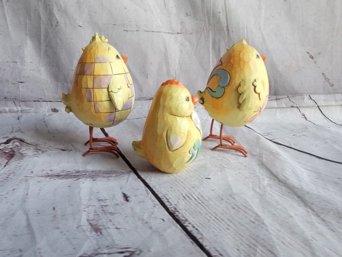 Jim Shore Chickens Easter Spring Chick Egg Heartwood Creek Edition Set 3 Chicks - Picture 6 of 13